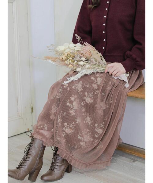 Areeam（アリーム）の「おしとやかな花柄プリーツスカート（スカート・レディース・ブラウン/ブラック・FREE）」の13枚目の写真