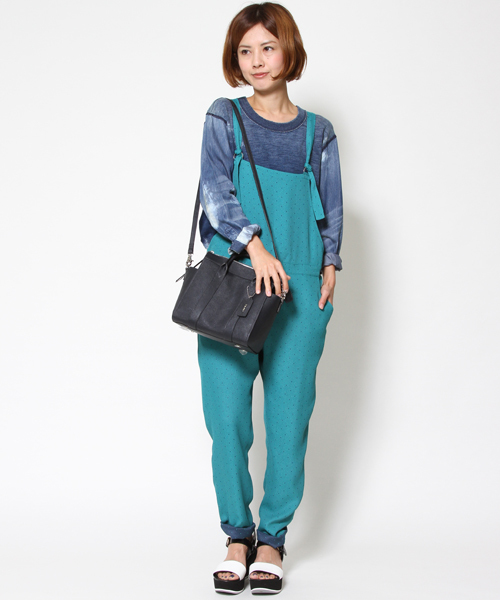 AMERICAN RAG CIE（アメリカンラグシー）の「ドットジャカードサロペット（サロペット/オーバーオール・レディース・ブラック系その他/グリーン系その他・FREE）」の13枚目の写真