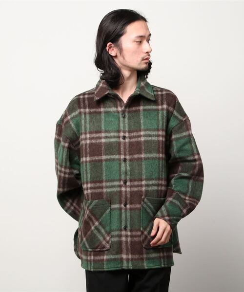 LUSOR（ルーソル）の「LUSOR（ルーソル）BIG CHECK SH ビッグチェックシャツ（シャツ/ブラウス・メンズ・ブラック/オレンジ/グリーン/ネイビー・FREE）」の3枚目の写真