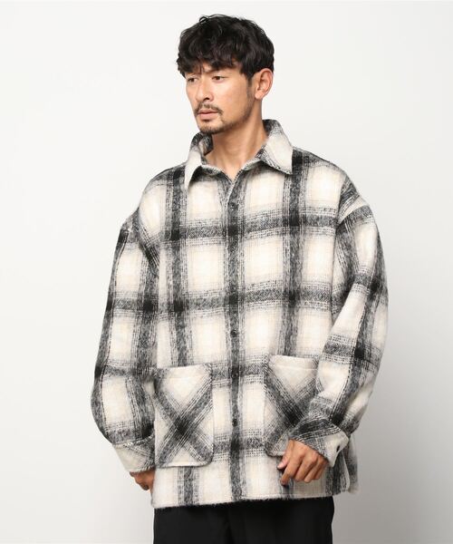 LUSOR（ルーソル）の「LUSOR（ルーソル）BIG CHECK SH ビッグチェックシャツ（シャツ/ブラウス・メンズ・ブラック/オレンジ/グリーン/ネイビー・FREE）」の2枚目の写真