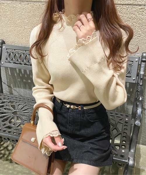 apres jour（アプレジュール）の「リブレースニットインナー【ZOZOTOWN限定アイテム】（Tシャツ/カットソー・レディース・アイボリー/ダークブラウン/ブラック・フリー/X-LARGE）」の5枚目の写真