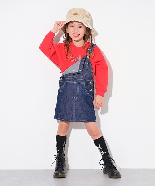 X-girl Stages（エックスガールステージス）の「ジャンバースカート（ジャンパースカート・キッズ・ベージュ/ネイビー・110cm/100cm/90cm/120cm/130cm/140cm）」の5枚目の写真