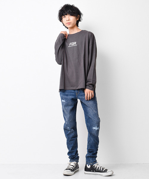 RAT EFFECT（ラットエフェクト）の「デニムケミカル加工スリムストレートパンツ（デニムパンツ・キッズ・ブルー/ネイビー・150/160/120/130/140）」の3枚目の写真