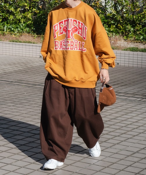 Perushu(ペルーシュ)の「ベースボールプリントスウェット(スウェット・メンズ・ネイビー/アイボリー/マスタード・MEDIUM/LARGE)」の11枚目の写真