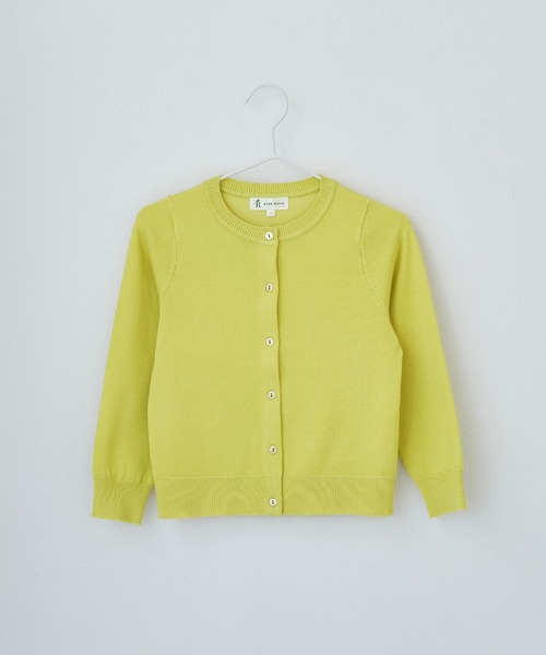 ROPE' PICNIC(ロペピクニック)の「【KIDS】リンクコーデ/天竺クルーネックニットカーディガン(カーディガン/ボレロ・キッズ・オフホワイト/オレンジ系その他/イエロー・110/120/130/140/150)」の1枚目の写真