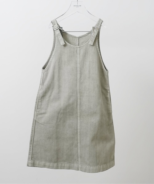 ARCH & LINE(アーチアンドライン)の「オーガニックコットン デニム ジャンパースカート OG G/D JUMPER SKIRT(ジャンパースカート・キッズ・スミクロ/ミント/ホワイト・XL/L/S/M)」の3枚目の写真