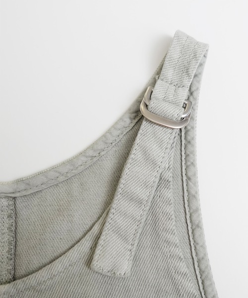 ARCH & LINE(アーチアンドライン)の「オーガニックコットン デニム ジャンパースカート OG G/D JUMPER SKIRT(ジャンパースカート・キッズ・スミクロ/ミント/ホワイト・XL/L/S/M)」の14枚目の写真