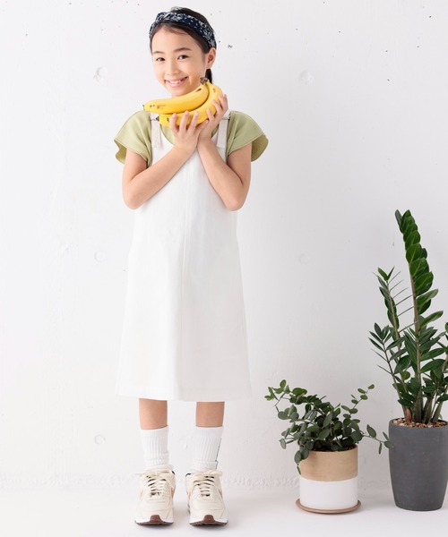 ARCH & LINE(アーチアンドライン)の「オーガニックコットン デニム ジャンパースカート OG G/D JUMPER SKIRT(ジャンパースカート・キッズ・スミクロ/ミント/ホワイト・XL/L/S/M)」の5枚目の写真