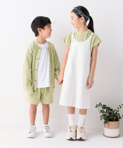 ARCH & LINE(アーチアンドライン)の「オーガニックコットン デニム ジャンパースカート OG G/D JUMPER SKIRT(ジャンパースカート・キッズ・スミクロ/ミント/ホワイト・XL/L/S/M)」の6枚目の写真