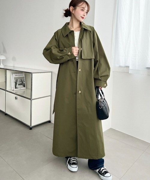セール】コットンライクツイルケープデザイン2WAYカラーロングコート