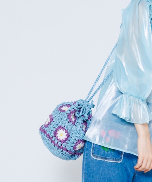 Candy Stripper（キャンディストリッパー）の「FLOWER CROCHET DRAWSTRING バッグ（ショルダーバッグ・レディース・ライトブルー/ブラック・FREE）」の8枚目の写真