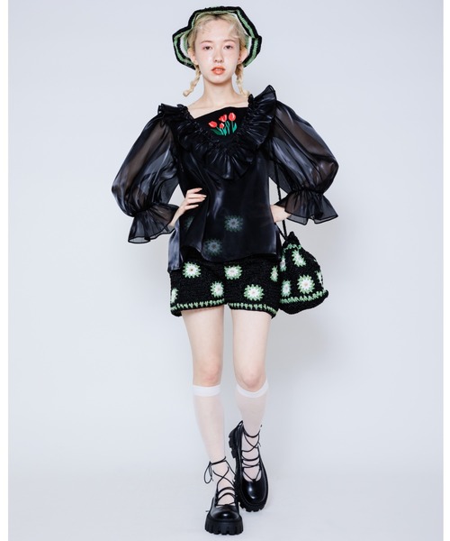 Candy Stripper（キャンディストリッパー）の「FLOWER CROCHET DRAWSTRING バッグ（ショルダーバッグ・レディース・ライトブルー/ブラック・FREE）」の14枚目の写真