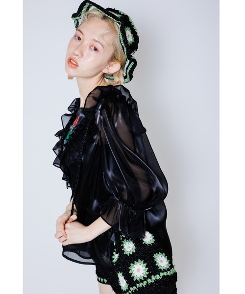 Candy Stripper（キャンディストリッパー）の「FLOWER CROCHET DRAWSTRING バッグ（ショルダーバッグ・レディース・ライトブルー/ブラック・FREE）」の16枚目の写真