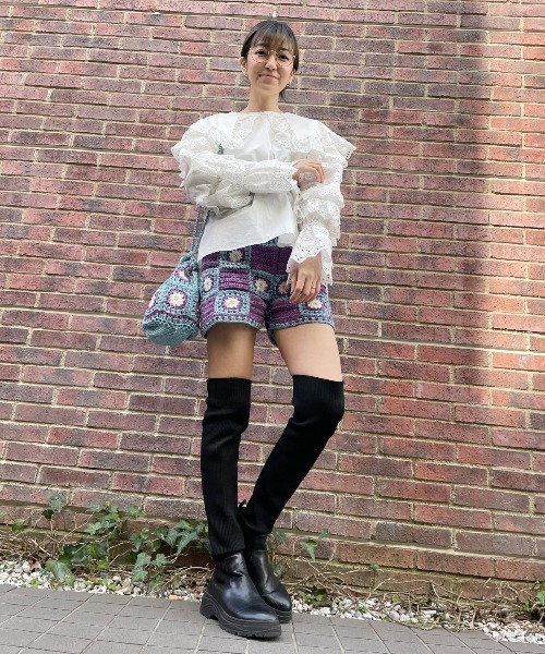 Candy Stripper（キャンディストリッパー）の「FLOWER CROCHET DRAWSTRING バッグ（ショルダーバッグ・レディース・ライトブルー/ブラック・FREE）」の22枚目の写真