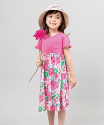 KP | モダール天竺水彩花プリントワンピース(100-130cm)(ワンピース)