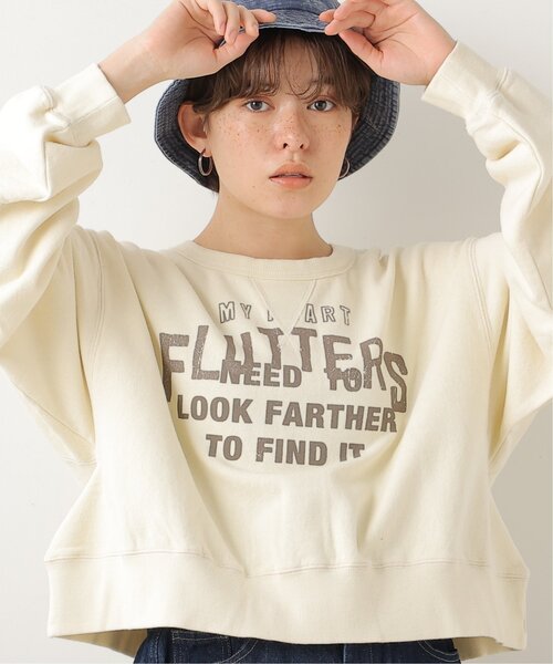 DOUBLE NAME（ダブルネーム）の「加工ロゴプリントクロップド丈プルオーバー（スウェット・レディース・キナリ/スミクロ/サックスブルー/グリーン・FREE）」の2枚目の写真