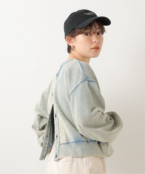 DOUBLE NAME（ダブルネーム）の「加工ロゴプリントクロップド丈プルオーバー（スウェット・レディース・キナリ/スミクロ/サックスブルー/グリーン・FREE）」の7枚目の写真