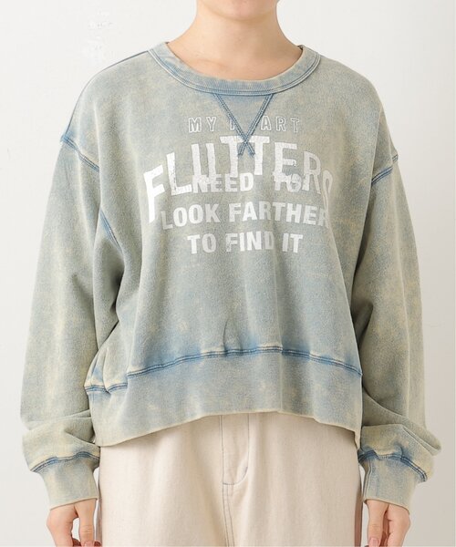 DOUBLE NAME（ダブルネーム）の「加工ロゴプリントクロップド丈プルオーバー（スウェット・レディース・キナリ/スミクロ/サックスブルー/グリーン・FREE）」の8枚目の写真