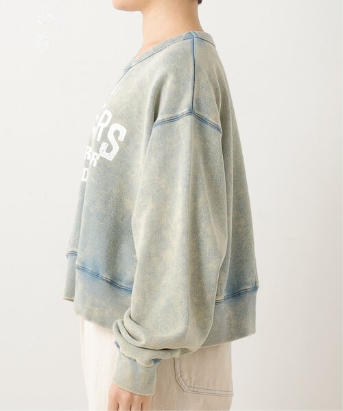 DOUBLE NAME（ダブルネーム）の「加工ロゴプリントクロップド丈プルオーバー（スウェット・レディース・キナリ/スミクロ/サックスブルー/グリーン・FREE）」の9枚目の写真