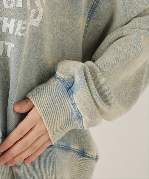 DOUBLE NAME（ダブルネーム）の「加工ロゴプリントクロップド丈プルオーバー（スウェット・レディース・キナリ/スミクロ/サックスブルー/グリーン・FREE）」の15枚目の写真