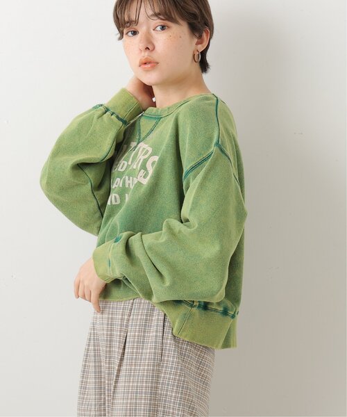 DOUBLE NAME（ダブルネーム）の「加工ロゴプリントクロップド丈プルオーバー（スウェット・レディース・キナリ/スミクロ/サックスブルー/グリーン・FREE）」の18枚目の写真