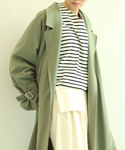 leswel（レスウェル）の「【M～5L 大きいサイズ】ボーダー ドルマン カットソー（Tシャツ/カットソー・レディース・ベージュ/ネイビー/オフホワイト/ピンク・LL/3L/4L/5L/M/L）」の10枚目の写真