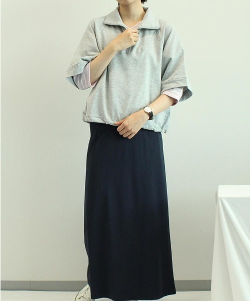 leswel（レスウェル）の「【M～5L 大きいサイズ】ボーダー ドルマン カットソー（Tシャツ/カットソー・レディース・ベージュ/ネイビー/オフホワイト/ピンク・LL/3L/4L/5L/M/L）」の9枚目の写真