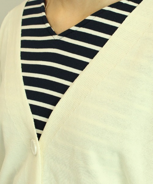 leswel（レスウェル）の「【M～5L 大きいサイズ】ボーダー ドルマン カットソー（Tシャツ/カットソー・レディース・ベージュ/ネイビー/オフホワイト/ピンク・LL/3L/4L/5L/M/L）」の16枚目の写真