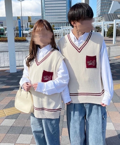 PairPair(ペアペア)の「チルデンニットベスト(ユニセックス)(ベスト・レディース・ネイビー/アイボリー・MEDIUM/LARGE)」の14枚目の写真