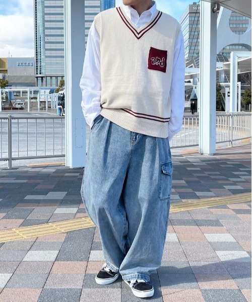 PairPair(ペアペア)の「チルデンニットベスト(ユニセックス)(ベスト・レディース・ネイビー/アイボリー・MEDIUM/LARGE)」の13枚目の写真