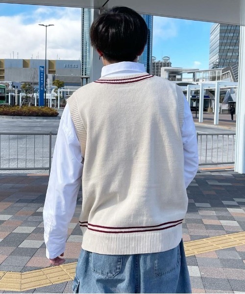 PairPair(ペアペア)の「チルデンニットベスト(ユニセックス)(ベスト・レディース・ネイビー/アイボリー・MEDIUM/LARGE)」の12枚目の写真