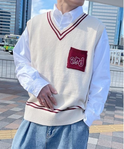 PairPair(ペアペア)の「チルデンニットベスト(ユニセックス)(ベスト・レディース・ネイビー/アイボリー・MEDIUM/LARGE)」の9枚目の写真