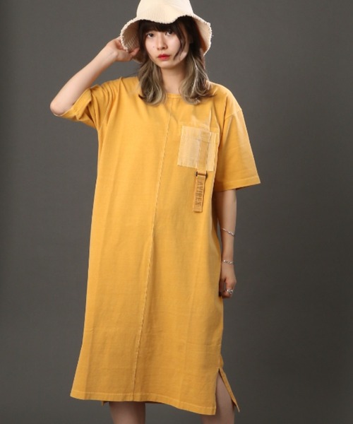 AVIREX(アヴィレックス)の「FADE WASH TAPE LOGO ONEPIECE/ フェイドウォッシュ ロゴワンピース(ワンピース・レディース・イエロー/オリーブ/オフホワイト/ブラック・FREE)」の18枚目の写真