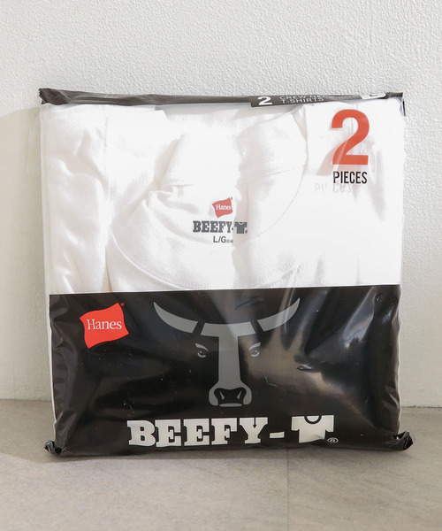 HANES(ヘインズ)の「『WEB限定』Hanes BEEFY T-SHIRTS 2P(Tシャツ/カットソー・メンズ・ブラック/ホワイト・X-LARGE/MEDIUM/LARGE)」の2枚目の写真