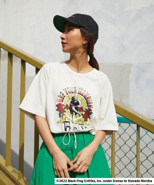 RODEO CROWNS WIDE BOWL（ロデオクラウンズワイドボウル）の「GS ROCK ラグラン トップス（Tシャツ/カットソー・レディース・ネイビー/ブラック/オフホワイト・FREE）」の2枚目の写真