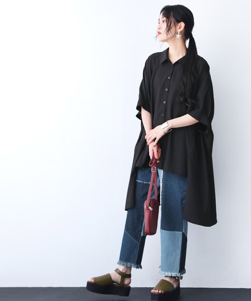 osharewalker(オシャレウォーカー)の「『ボリューム袖フレアデザインシャツ』(シャツ/ブラウス・レディース・ブラック/オフホワイト・FREE)」の16枚目の写真
