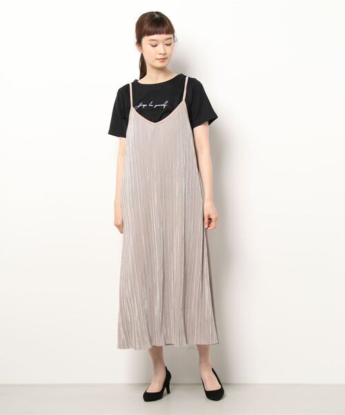 BELLUNA PLUS（ベルーナ）の「プリーツ使いワンピースアンサンブル（ワンピース・レディース・ブラック/カーキ/グレー系その他・MEDIUM/LARGE/X-LARGE）」の5枚目の写真