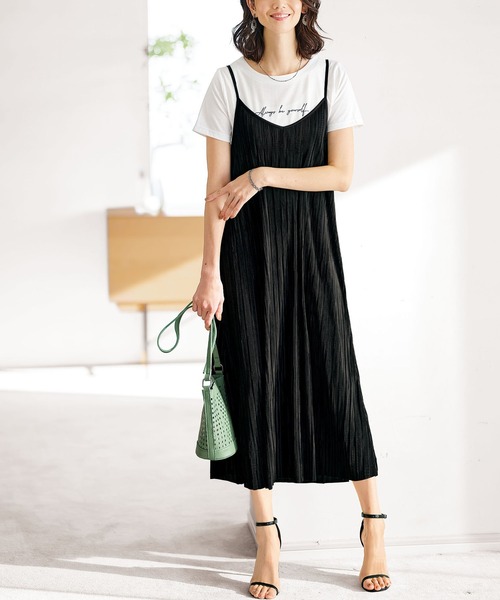 BELLUNA PLUS（ベルーナ）の「プリーツ使いワンピースアンサンブル（ワンピース・レディース・ブラック/カーキ/グレー系その他・MEDIUM/LARGE/X-LARGE）」の9枚目の写真