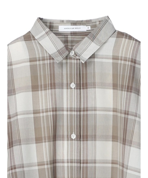 AMERICAN HOLIC（アメリカンホリック）の「SET ボイルシャツ+タンクセット（アンサンブル・レディース・モカ/チェック/アイボリー/カーキ・L/M）」の9枚目の写真