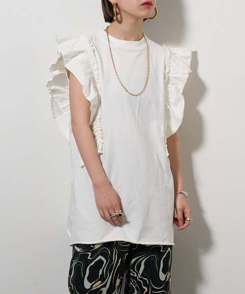 CITYSHOP - 2022SS  CITYSHOP完売DOZUME FRILL N/S Tシャツ セール】DOZUME FRILL N/S Tシャツ（Tシャツ/カットソー