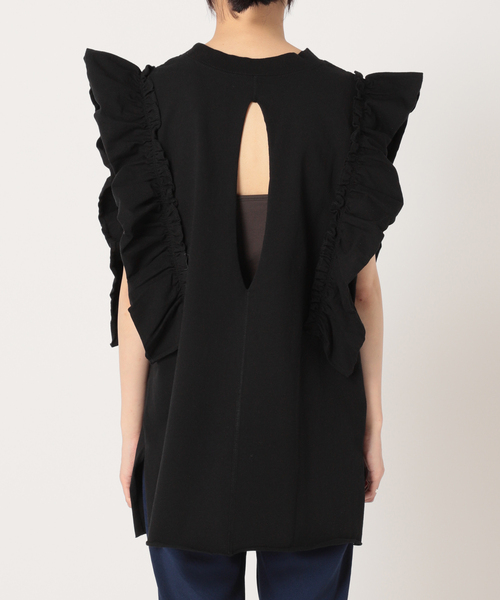 CITYSHOP(シティーショップ)の「DOZUME FRILL N/S Tシャツ(Tシャツ/カットソー・レディース・ホワイト/ブラック・FREE)」の18枚目の写真