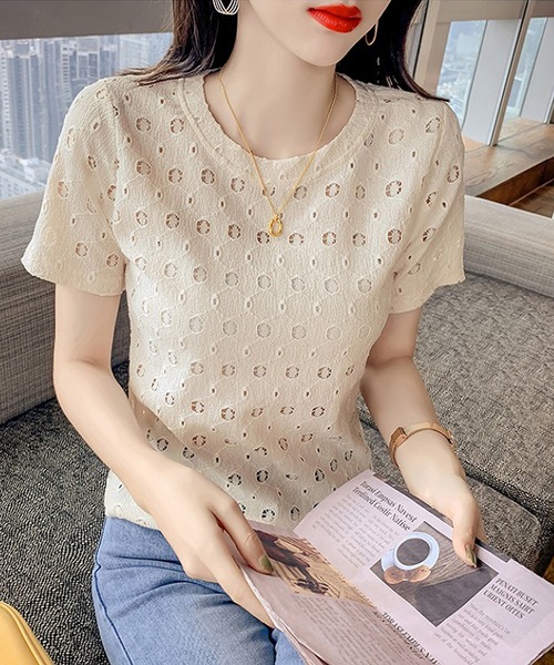 Bifrost(ビフレスト)の「レースTシャツ(Tシャツ/カットソー・レディース・ホワイト/ベージュ/パープル・L/M)」の8枚目の写真