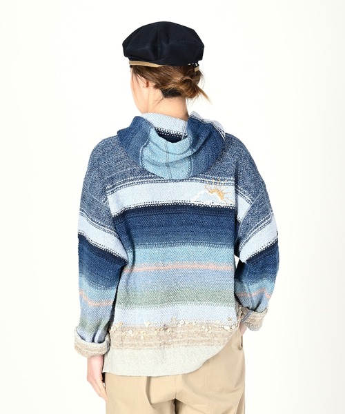 45R（フォーティファイブアール）の「水平線ジャカードの908フーディ（インディゴ）（パーカー・レディース・インディゴブルー・SMALL）」の11枚目の写真