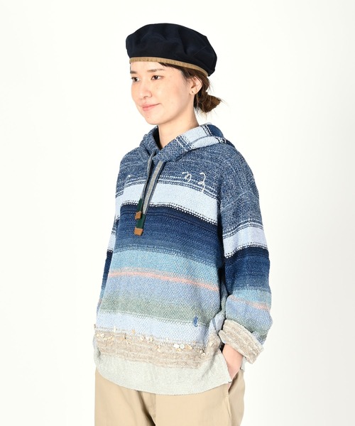 45R（フォーティファイブアール）の「水平線ジャカードの908フーディ（インディゴ）（パーカー・レディース・インディゴブルー・SMALL）」の9枚目の写真