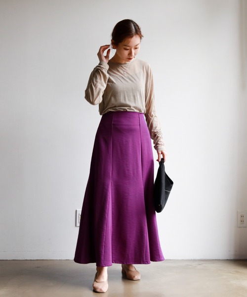 feepur（フェピュール）の「ストレッチマーメイドロングスカート（スカート・レディース・ベージュ/ブラック/パープル/アイボリー・MEDIUM）」の21枚目の写真