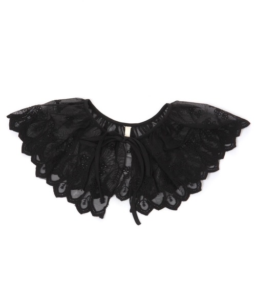 studio CLIP（スタディオクリップ）の「チュールギャザー付け襟（付け襟・レディース・アイボリー/ブラック/ホワイト・FREE）」の2枚目の写真