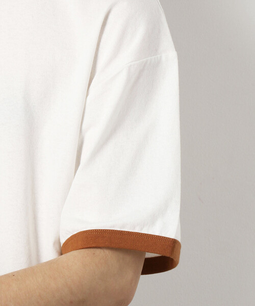 Purple&Yellow(パープルアンドイエロー)の「ロゴ刺繍BIGリンガー半袖クルーネックTシャツ(Tシャツ/カットソー・メンズ・ブラック×ホワイト/ホワイト系1/ホワイト×ブラック・SMALL/LARGE/MEDIUM)」の18枚目の写真