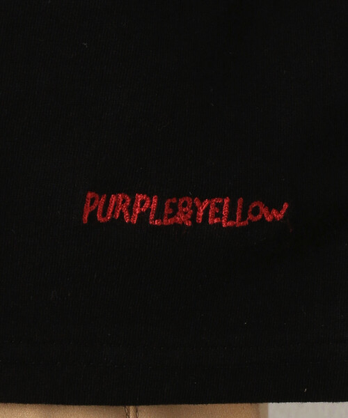Purple&Yellow(パープルアンドイエロー)の「ロゴ刺繍BIGリンガー半袖クルーネックTシャツ(Tシャツ/カットソー・メンズ・ブラック×ホワイト/ホワイト系1/ホワイト×ブラック・SMALL/LARGE/MEDIUM)」の22枚目の写真