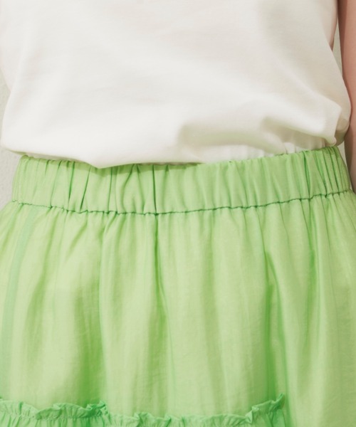 MERLOT（メルロー）の「シアーフリルスカート（スカート・レディース・ブラック/オレンジ/グリーン・FREE）」の16枚目の写真
