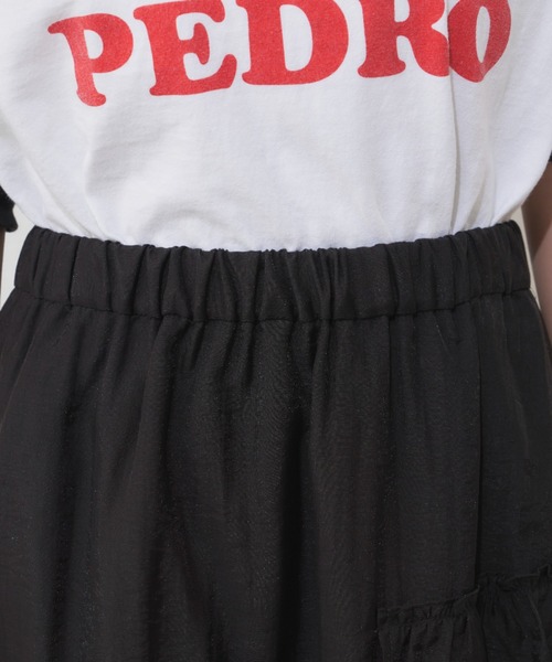 MERLOT（メルロー）の「シアーフリルスカート（スカート・レディース・ブラック/オレンジ/グリーン・FREE）」の6枚目の写真